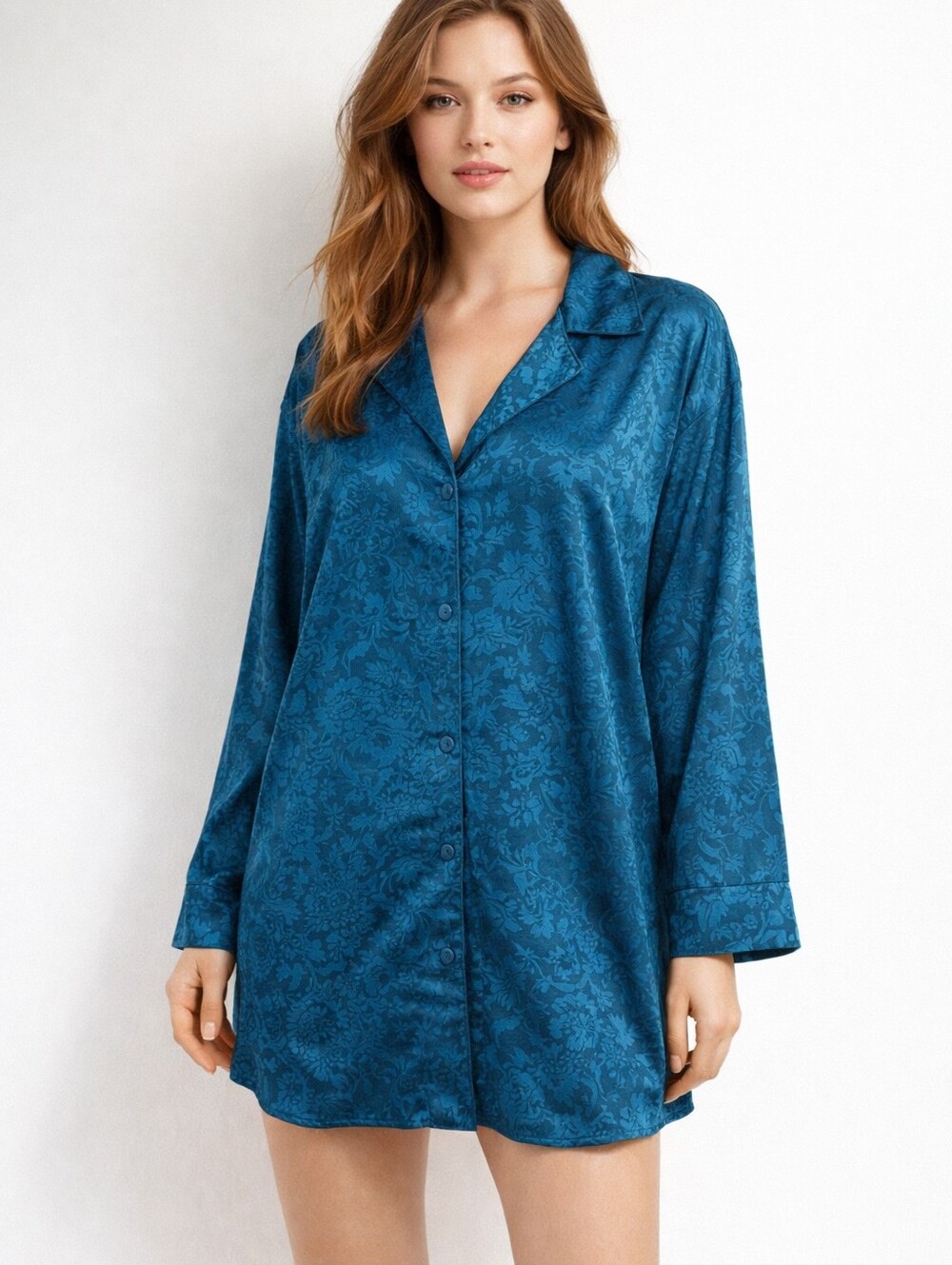 Victoria’s Secret Gold Label Vintagr Rare Sleep Shirt Blue Button Sz S